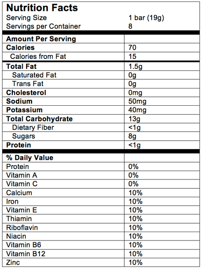 Nutrition Facts Soft Baked Grain Bars