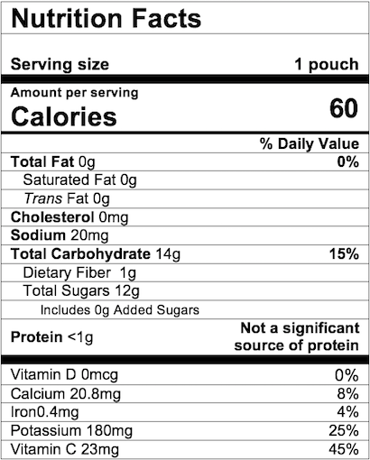 Nutrition Facts Apple Kale Fig