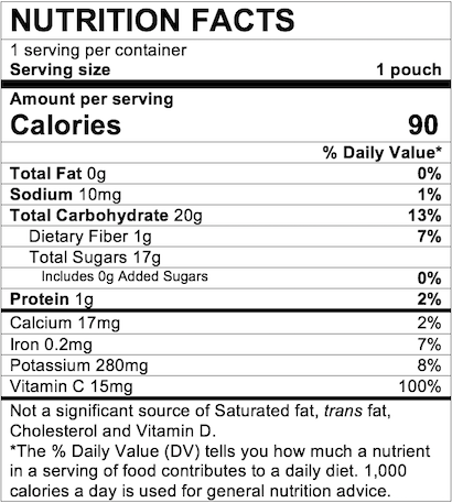 Nutrition Facts Banana Raspberry & Yogurt with Vanilla