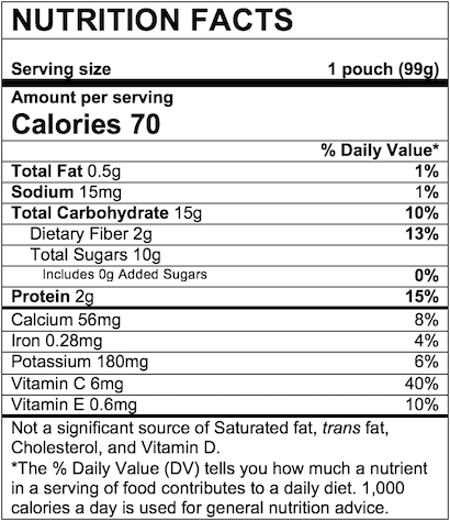 Nutrition Facts Banana Blueberry Purple Carrot Greek Yogurt Mixed Grains   