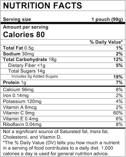 Nutrition Facts Fruit & Yogurt Strawberry Banana