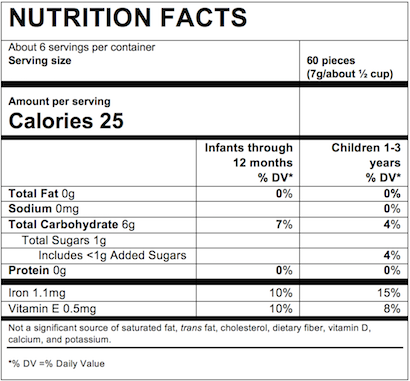 Nutrition Facts Carrot Mango Pineapple