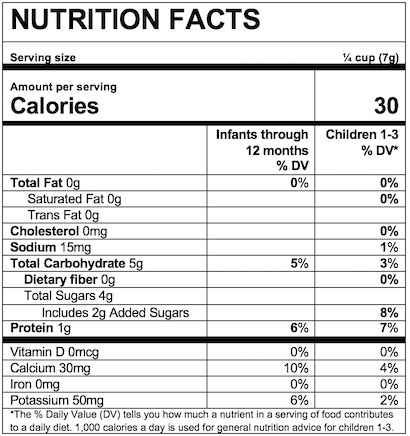 Nutrition Facts Organic Yogurt Melts®