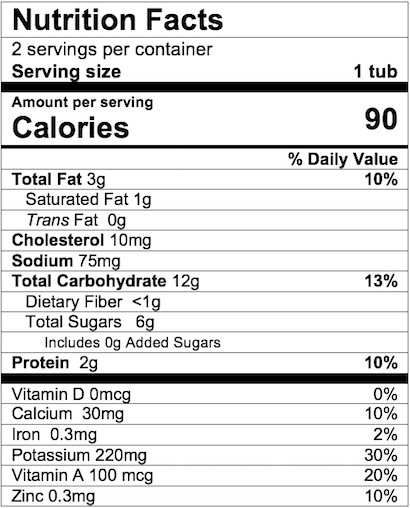 Nutrition Facts Mac & Cheese with Vegetables Dinner