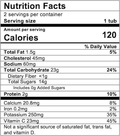 Nutrition Facts Vanilla Custard Pudding with Banana