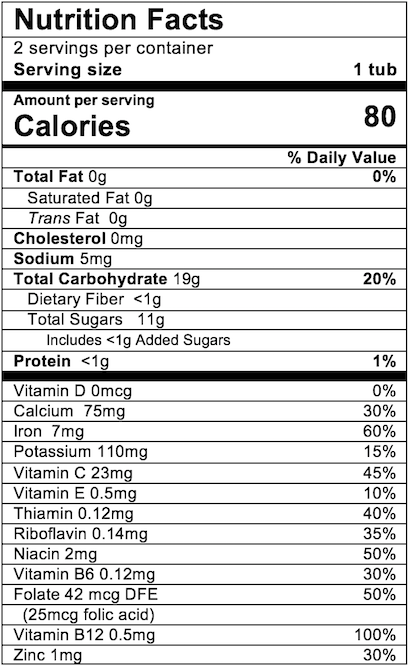 Nutrition Facts Apple Mango with Rice Cereal