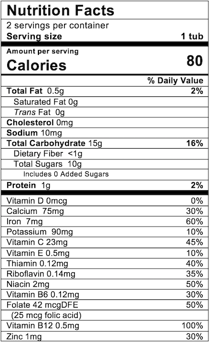 Nutrition Facts Apple Strawberry Blueberry with Mixed Cereal