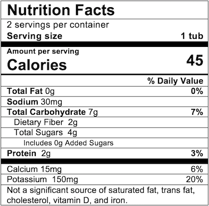 Nutrition Facts Pea Carrot Spinach