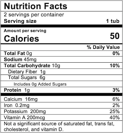 Nutrition Facts Carrot Sweet Potato Pea