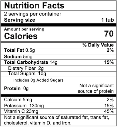 Nutrition Facts Pear Zucchini Corn