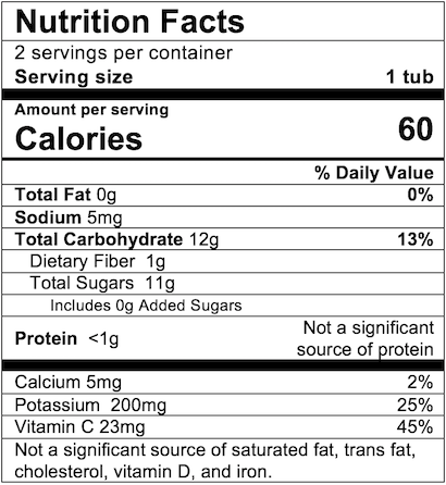 Nutrition Facts Apple Peach Squash