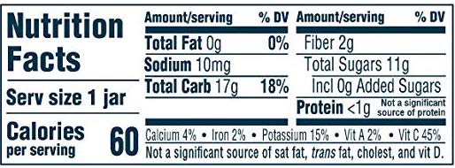 Nutrition Facts Pear Purple Carrot Raspberry