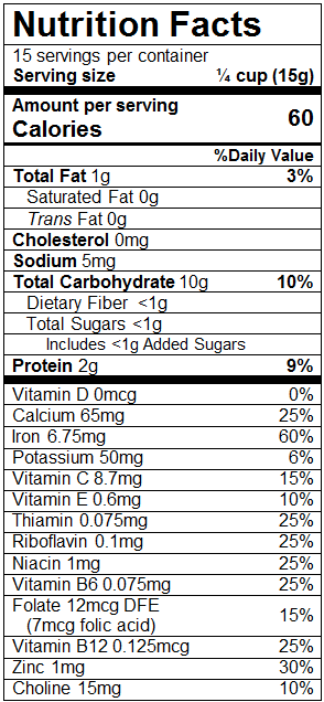 Nutrition Facts Oatmeal