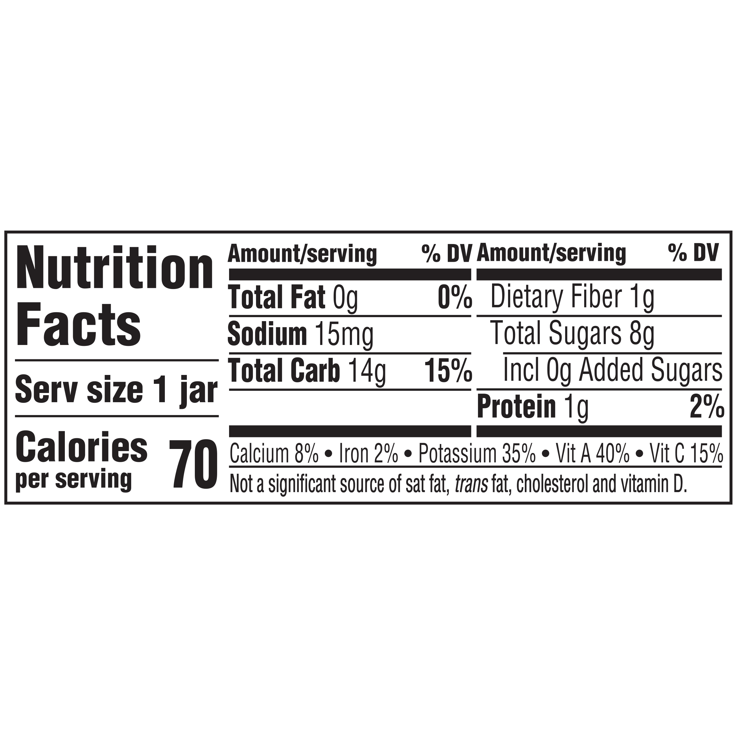 1st Foods Natural Sweet Potato Nutrition Facts