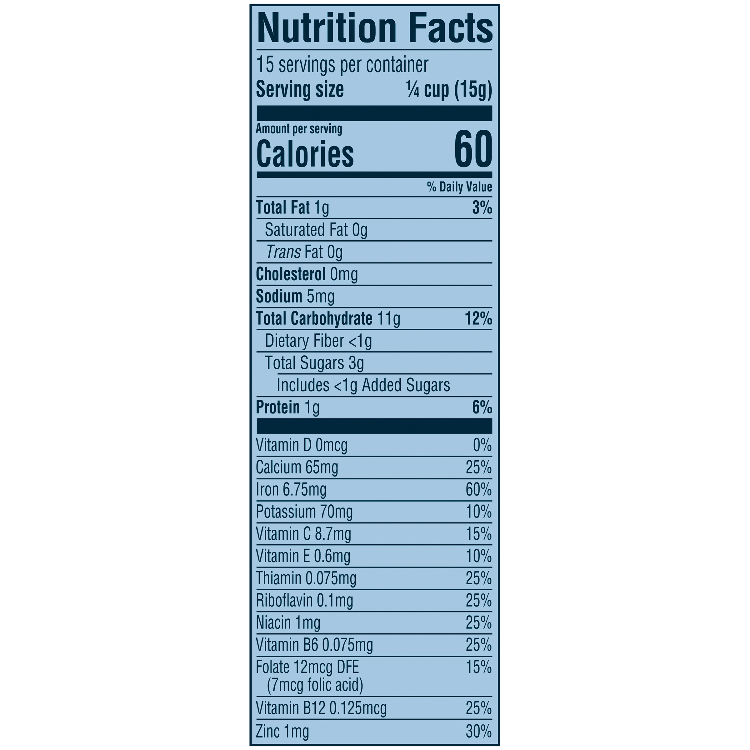 Multigrain Cereal Nutrition Information